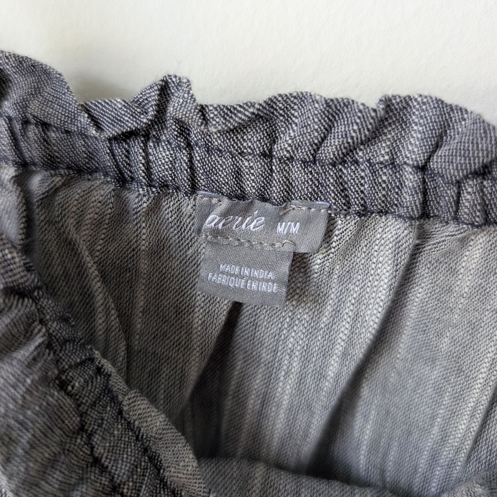 Aerie Chambray Cotton Ruffle Crop Top Size Medium - Picture 3 of 4